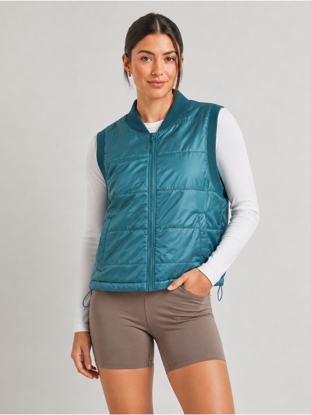 Alpine Design Teal Cropped Quilted Puffer Vest